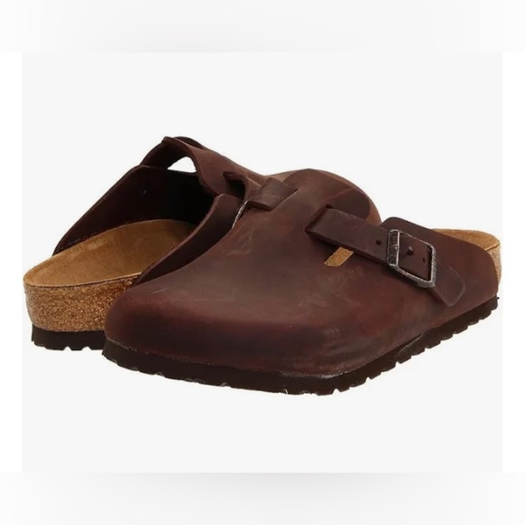 NWT Men’s Birkenstock Boston Oiled Leather Clog in Habana (Medium Brown) - Picture 12 of 15